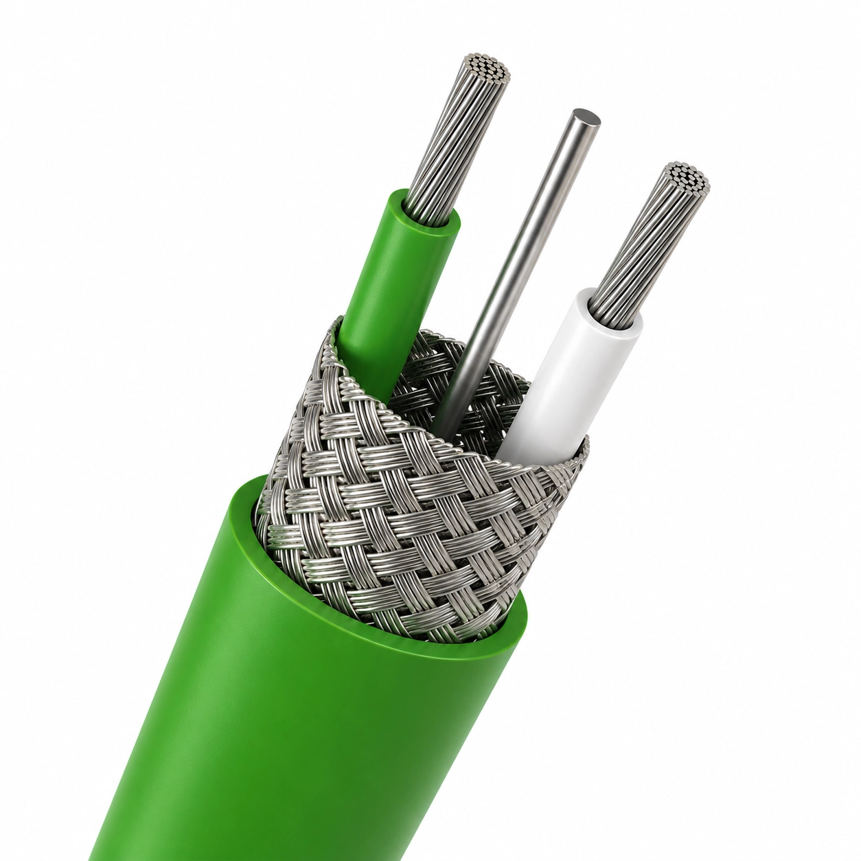K Tipi Ekranlı Termokupl Kablosu 2x0,22 mm² + 0,50 mm² Drenaj Teli