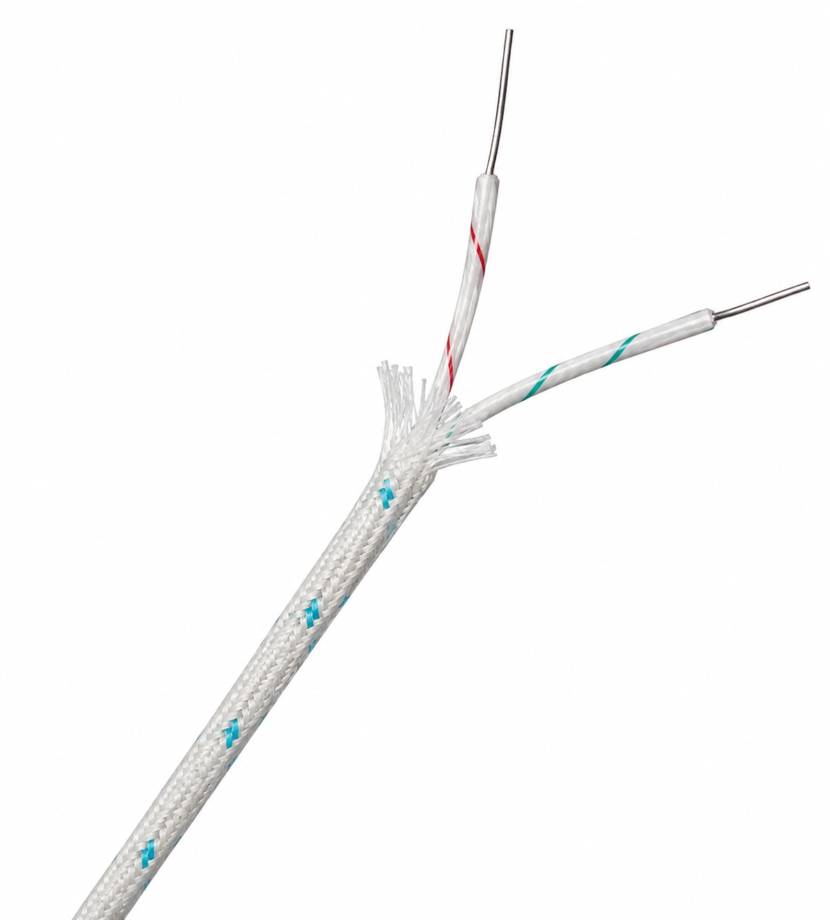 K Tipi Ultra İnce Cam Elyaf İzoleli Termokupl Kablosu 2x0,10 mm