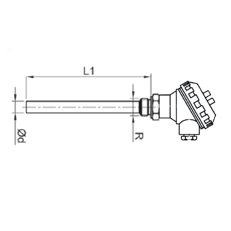 Kafalı Tip K (NiCr-Ni) Termokupl 8mm G1/2