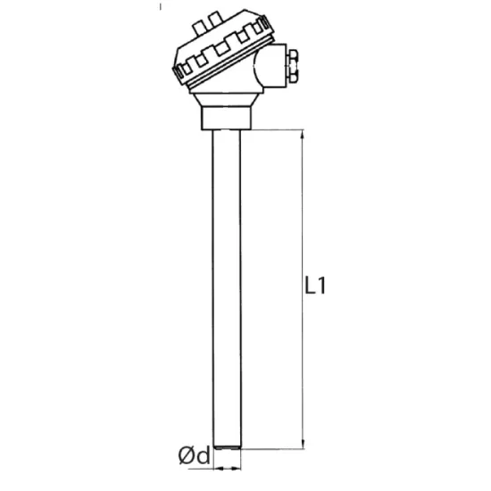 Kafalı Tip K (NiCr-Ni) Termokupl 14x510mm