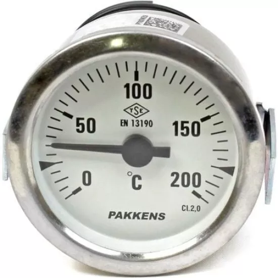 Ø60mm 0/200 C° Derece Gaz Dolgu Kablolu Göstergeli Sıcaklık Ölçer Termometre EN13190 Panotip Arka Çıkışlı Kablo Boyu : 1 Metre
