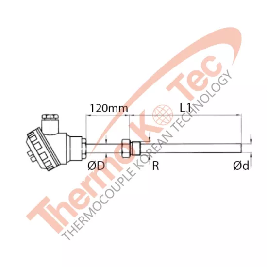 Sıcak Bölge Kafalı Tip K (NiCr-Ni) Termokupl